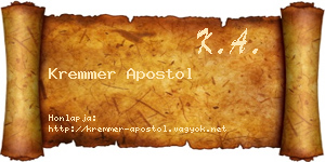 Kremmer Apostol névjegykártya